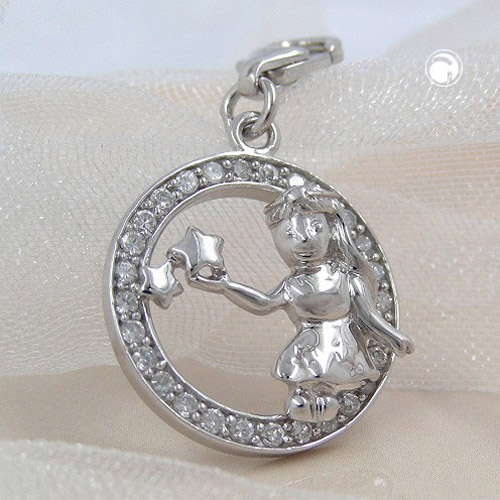 Bijou pendentif astrologique Vierge en argent sterling rhodié