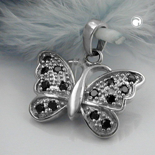 Pendentif argent sterling forme papillon zirconias détail