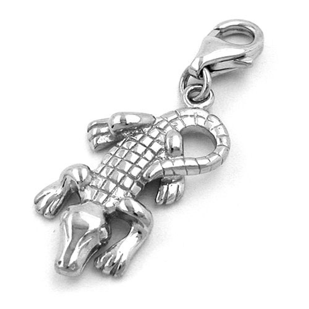 Pendentif argent 925 crocodile vue de face