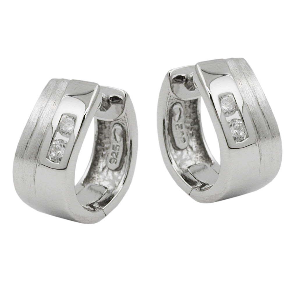 Boucles d'oreilles créoles argent 925 avec zirconias