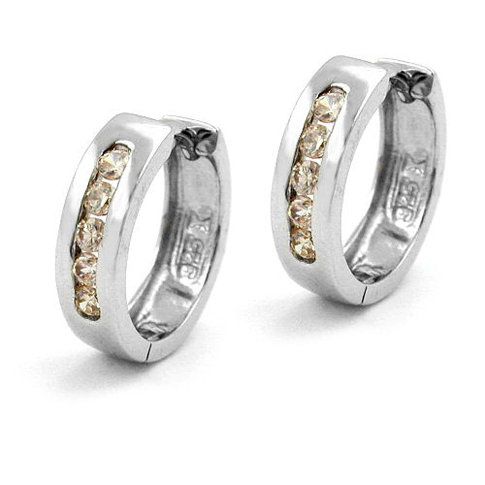 Boucles d'oreilles créoles argent 925 zirconium champagne