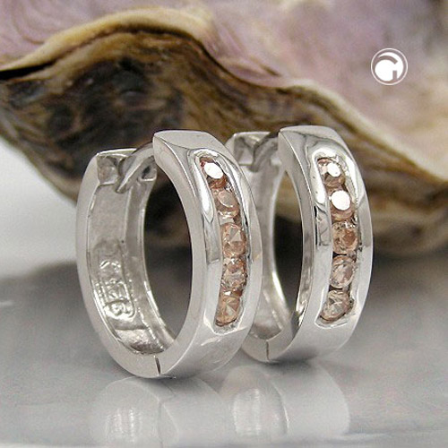 Paire de boucles d'oreilles argent sterling avec zirconium couleur champagne