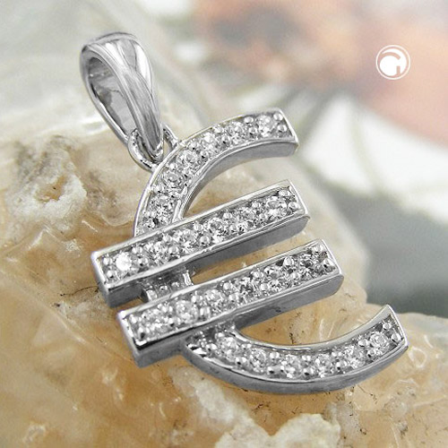 Pendentif argent sterling Euro avec zirconias, vue de face