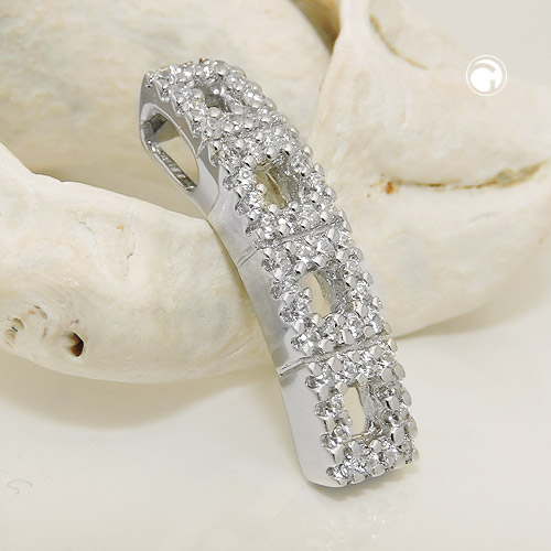 Pendentif argent sterling design carrés superposés strass