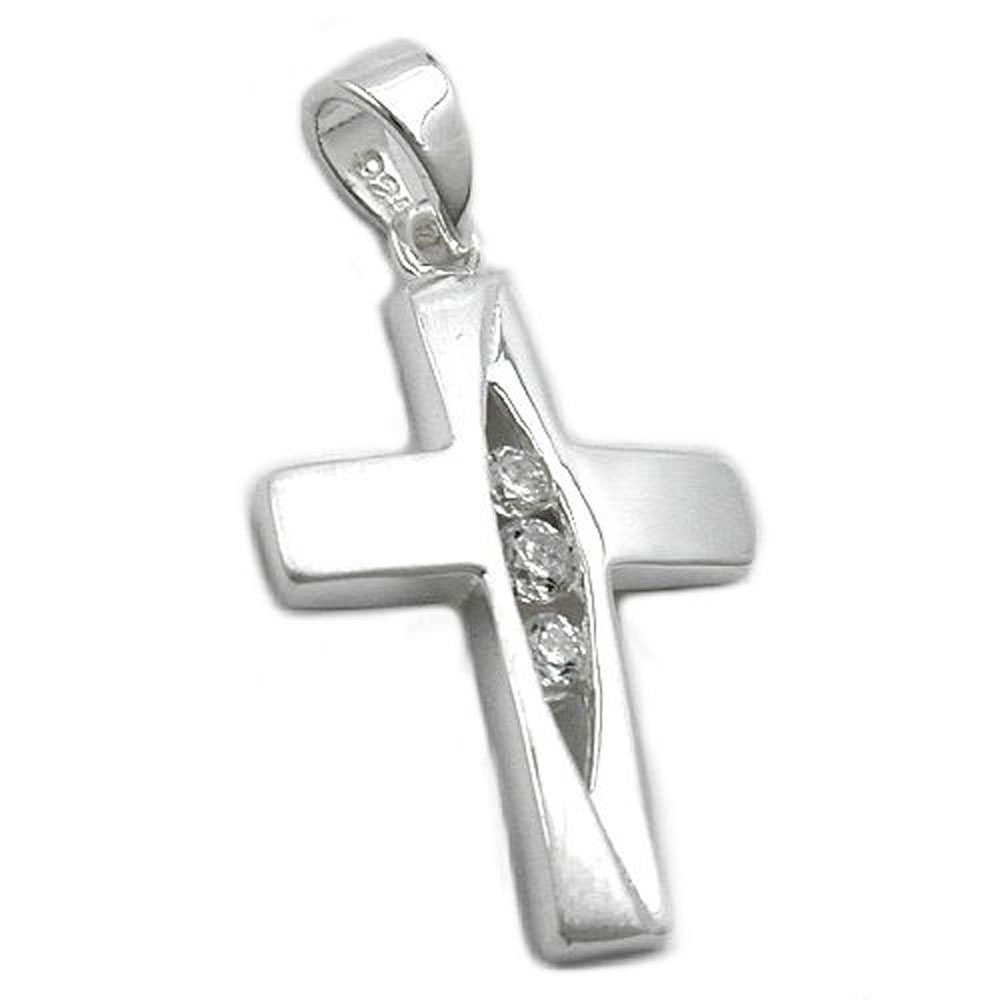 Pendentif croix argent 925 avec zirconias