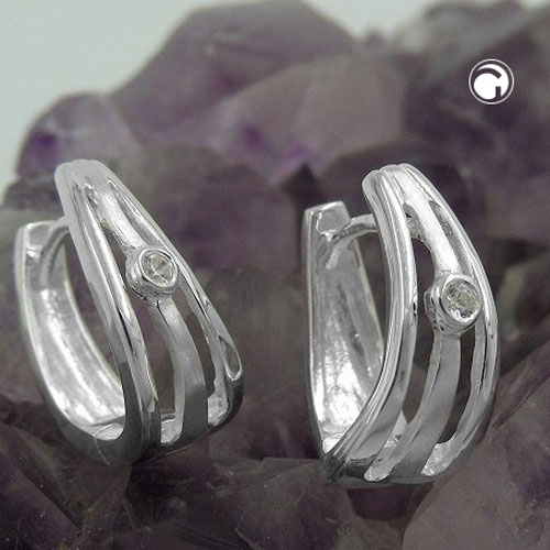 Boucles d'oreilles créoles argent 925 avec zirconium