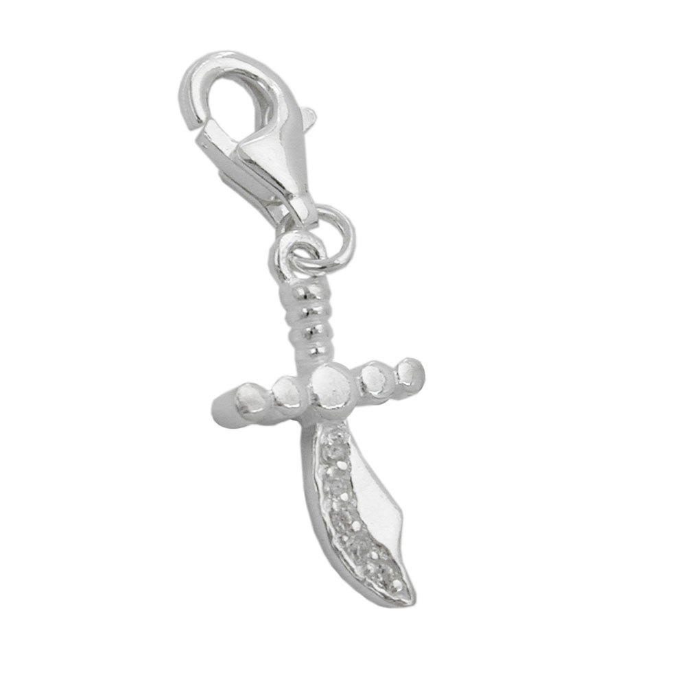 Pendentif cimeterre oriental en argent 925 avec zirconias cubiques