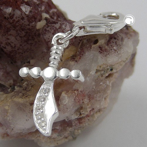 Charme argent 925 en forme de cimeterre turc, pendentif brillant