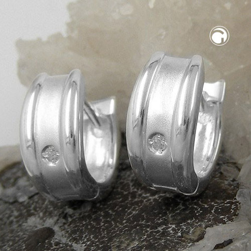Hoops argent sterling zirconia vue de face