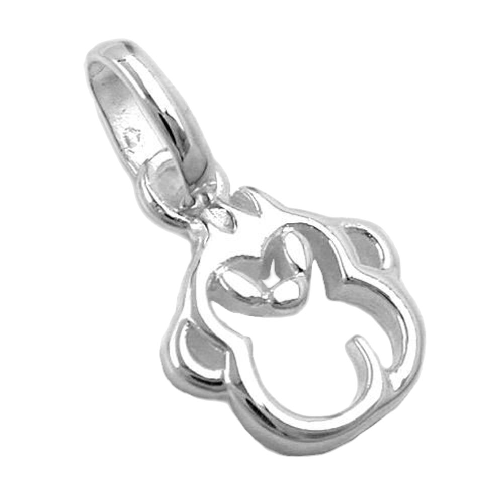 Pendentif argent 925 tête de singe stylisée ajourée