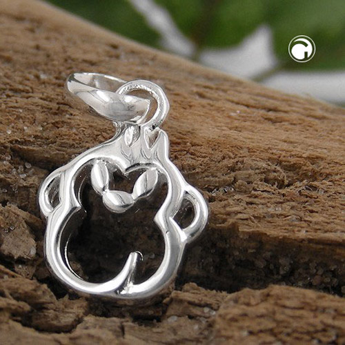 Bijou argent singe 10mm bord brillant