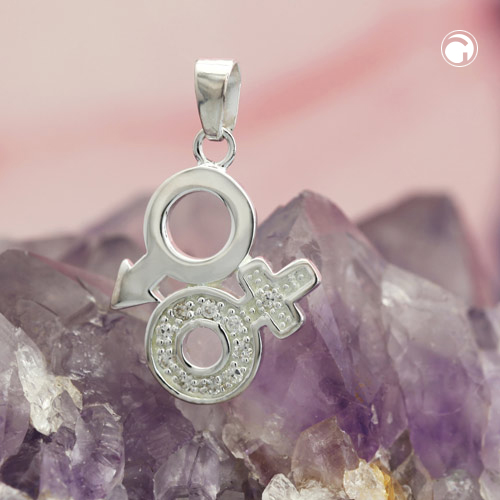 Bijou argent sterling Vénus Mars zirconias vue détaillée