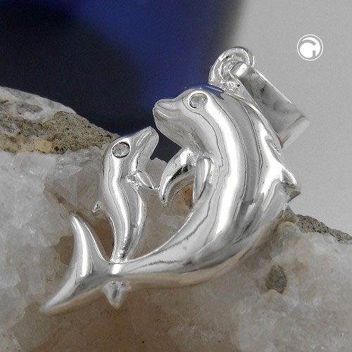 Bijou argent sterling pendentif dauphins détail