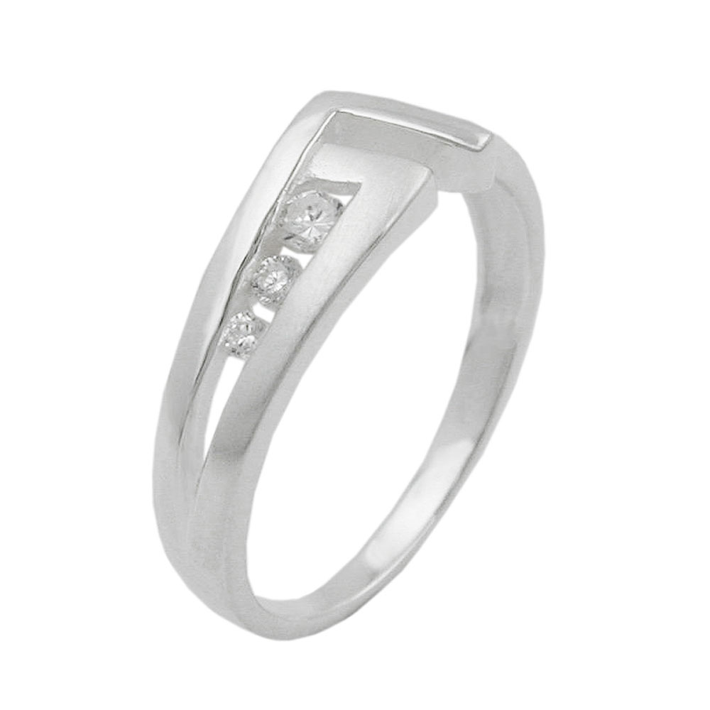 Bague argent 925 avec trois zircons cristallins