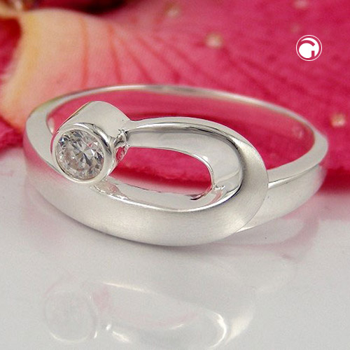 Bague argent sterling ornée d'un zirconium cristal étincelant