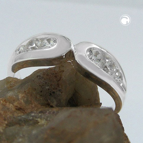 Bague argent sterling cristaux zirconium design classique