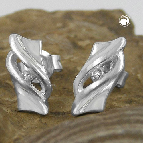 Paire de boucles d'oreilles argent sterling zirconia vue de face
