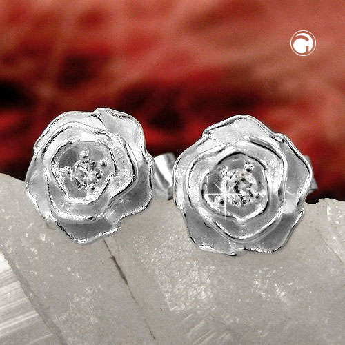 Paire de boucles d'oreilles argent sterling zirconium rose