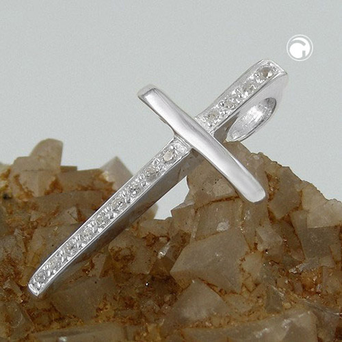 Croix pendentif argent sterling zirconias design