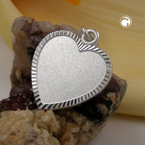 Bijou argent sterling forme cœur vue de dessus
