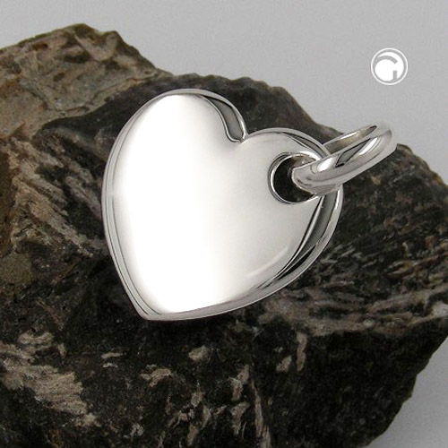 Pendentif coeur argent sterling surface brillante