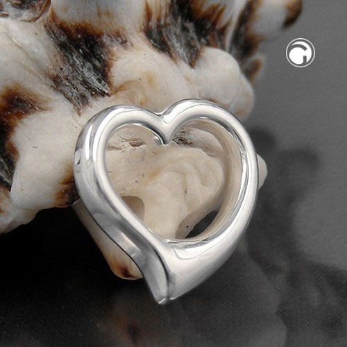 Pendentif argent sterling coeur ouvert sur fond blanc