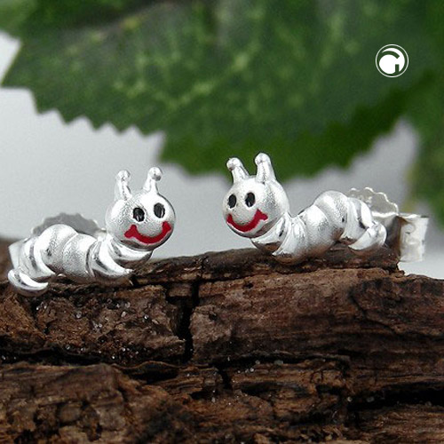 Paire de boucles d'oreilles argent sterling design ver