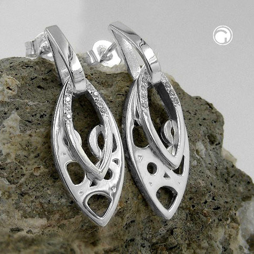Paire de boucles d'oreilles clous en argent sterling ornées de zirconiums