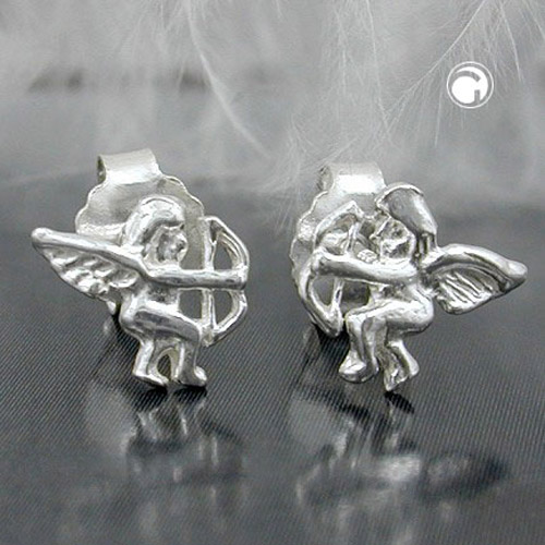 Puces d'oreilles argent sterling ange gardien vue de face