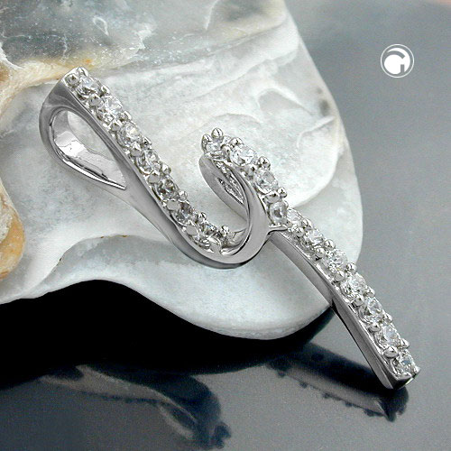 Pendentif argent sterling rhodié serti de zirconium cubique brillant