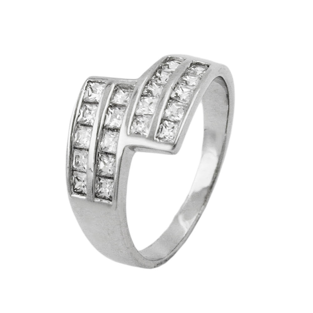 Bague argent 925 zirconias vue de face