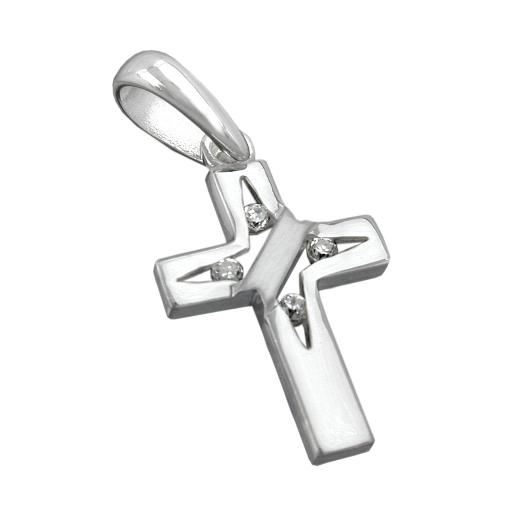Pendentif croix argent 925 avec zirconias