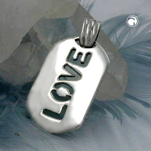 Bijou argent forme coeur avec mot LOVE découpé