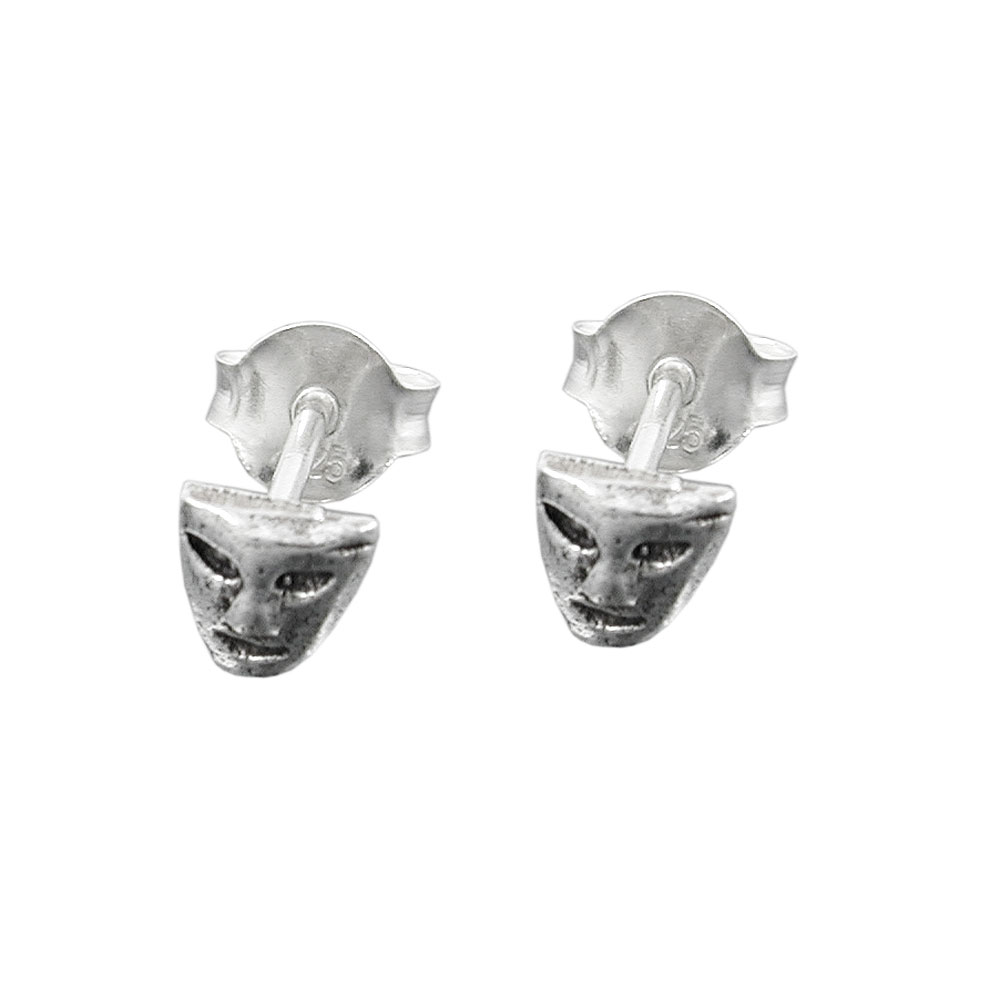 Boucles d'oreilles argent 925 en forme de masque oxydé