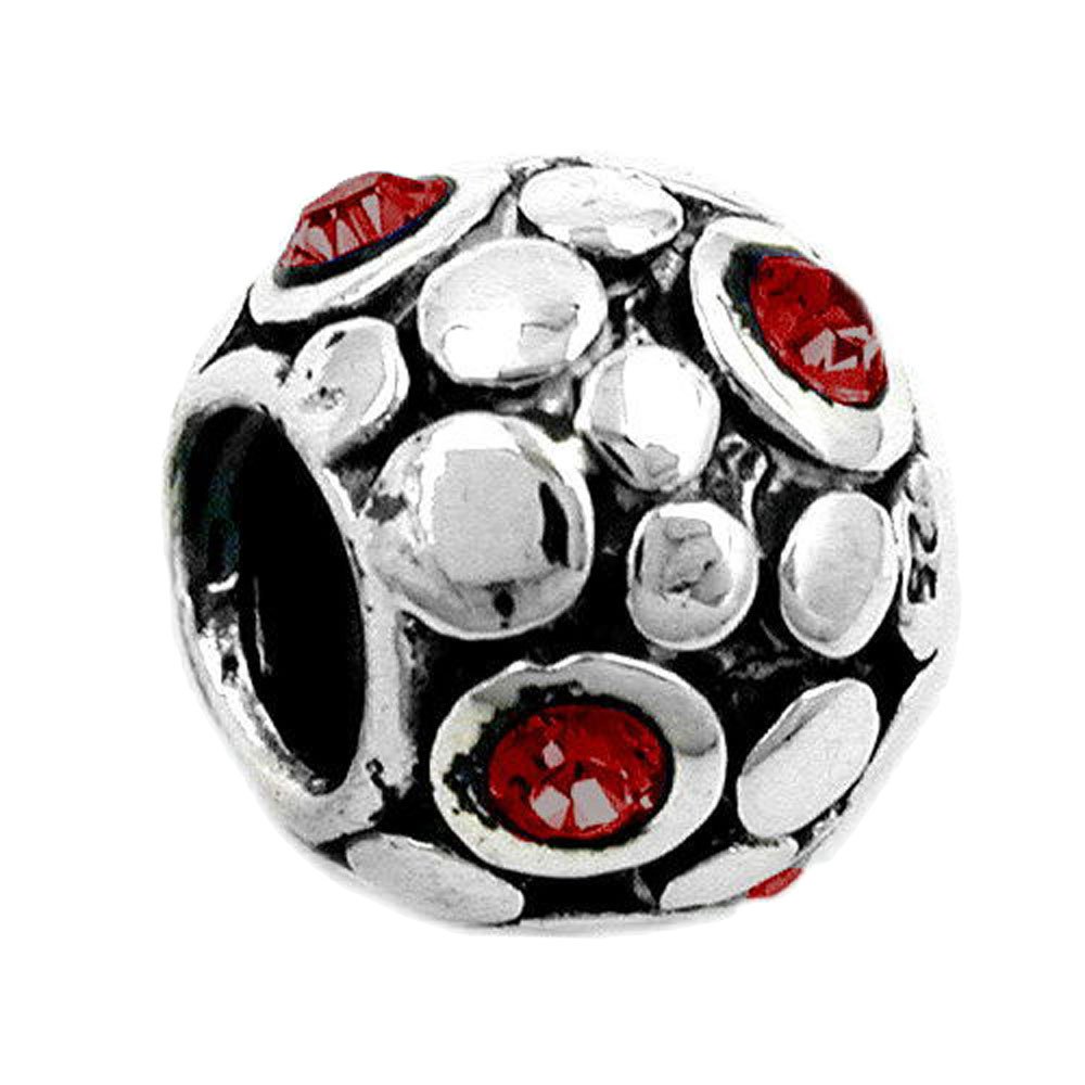 Pendentif argent 925 perle rouge verre plaqué rhodium