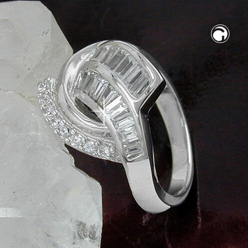 Bague argent sterling zirconias vue de dessus
