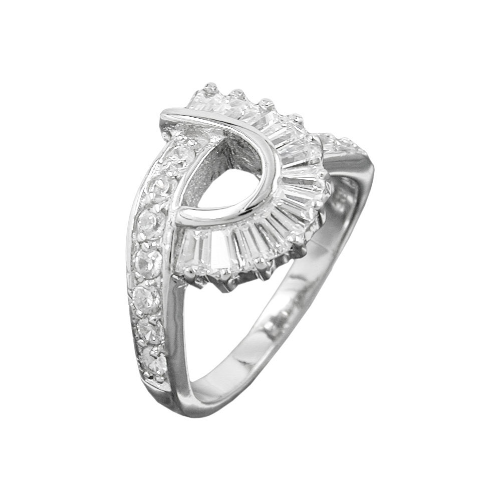 Bague argent 925 avec zircons cubiques rhodiée