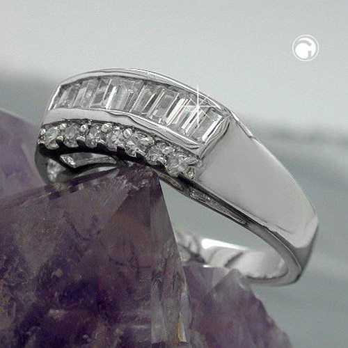 Bague argent sterling avec zirconium, design élégant