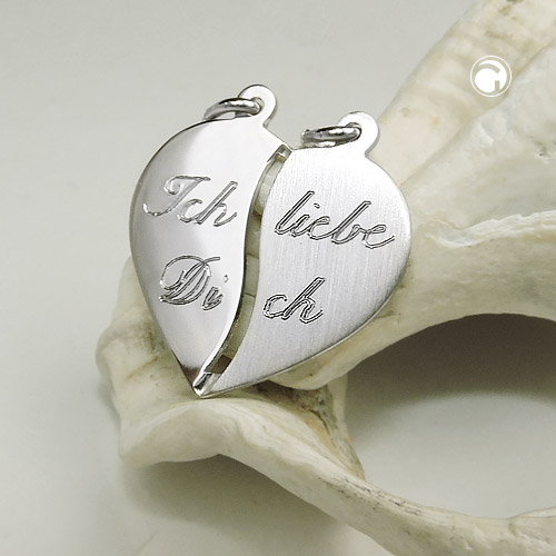 Pendentif argent sterling cœur gravé Ich liebe Dich