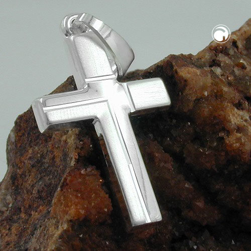 Croix argent sterling finition diamantée pendentif