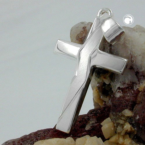 Pendentif croix argent sterling avec taille diamant, détail du maillage