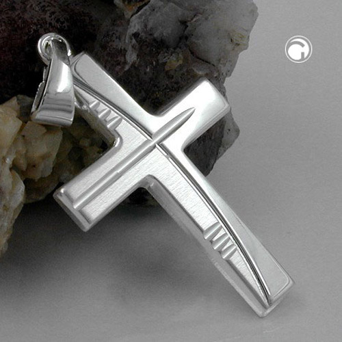 Pendentif croix en argent sterling taille diamant