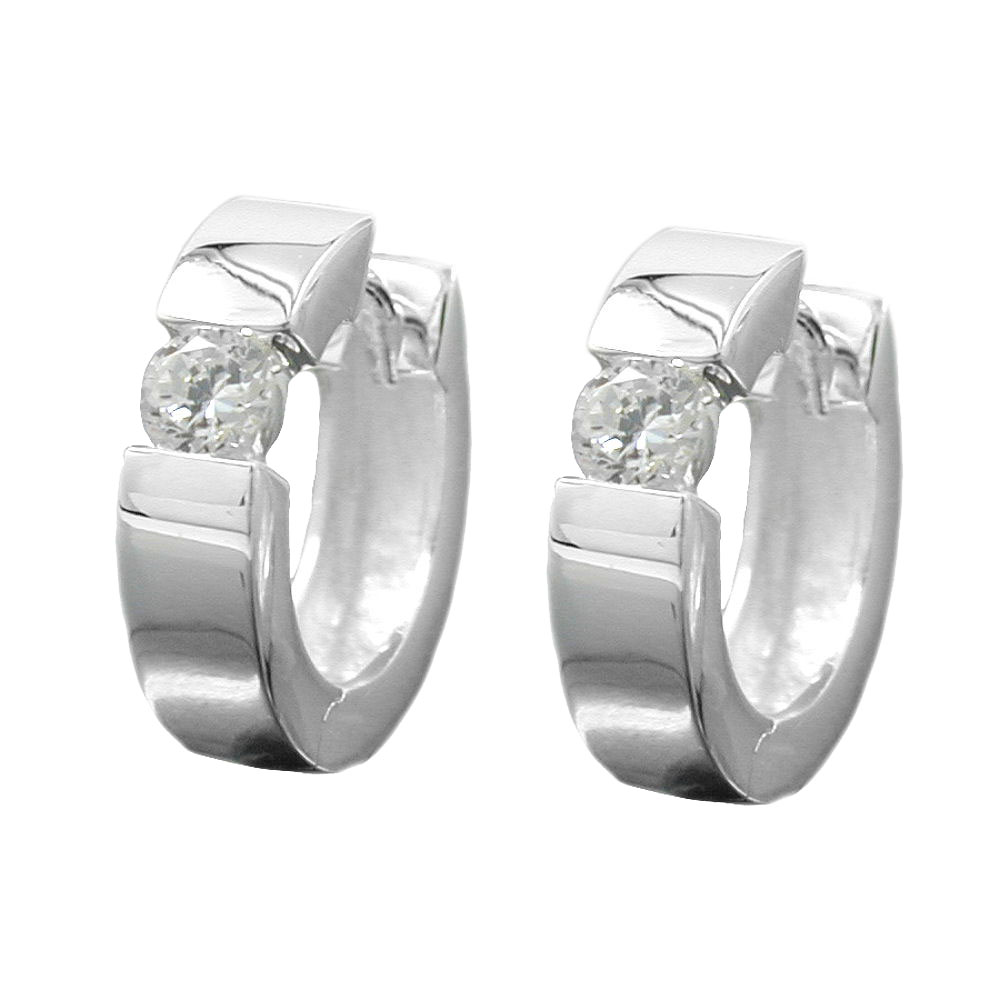 Boucles d'oreilles créoles argent 925 avec zirconium, finition mate