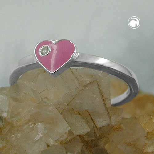 Bague argent sterling motif coeur zircon rose