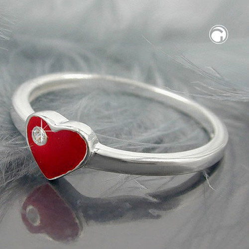 Bague enfant argent 925 coeur rouge et zirconia