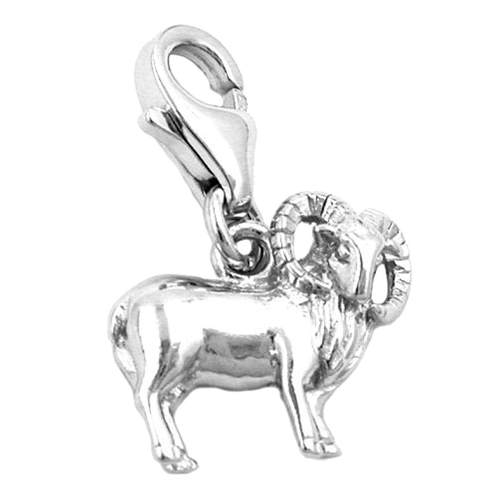 Pendentif argent 925 Bélier rhodié vue de face
