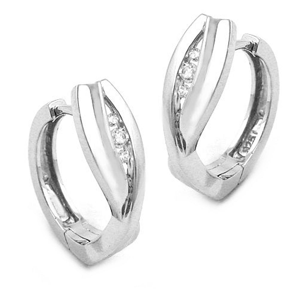 Boucles d'oreilles créoles en argent 925 avec cristaux de zirconium