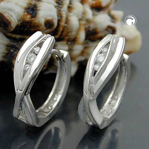 Paire de créoles argent sterling zirconium vue de face