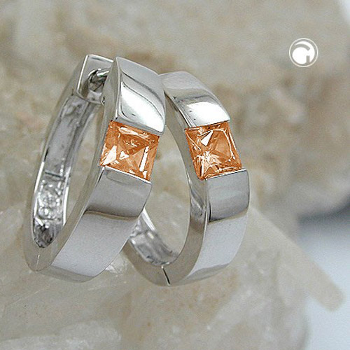 Boucles d'oreilles argent 925 zirconium champagne sur fond clair