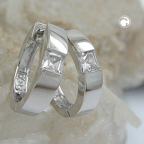 Créoles en argent sterling zirconium vue de face